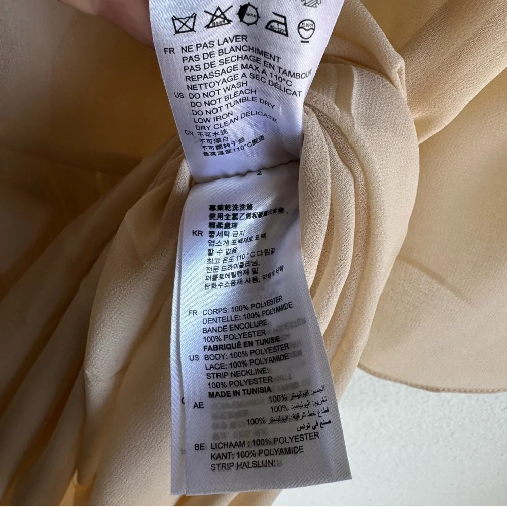 Sandro Beige Midi Dress Small Sheer size S - Picture 8 of 9
